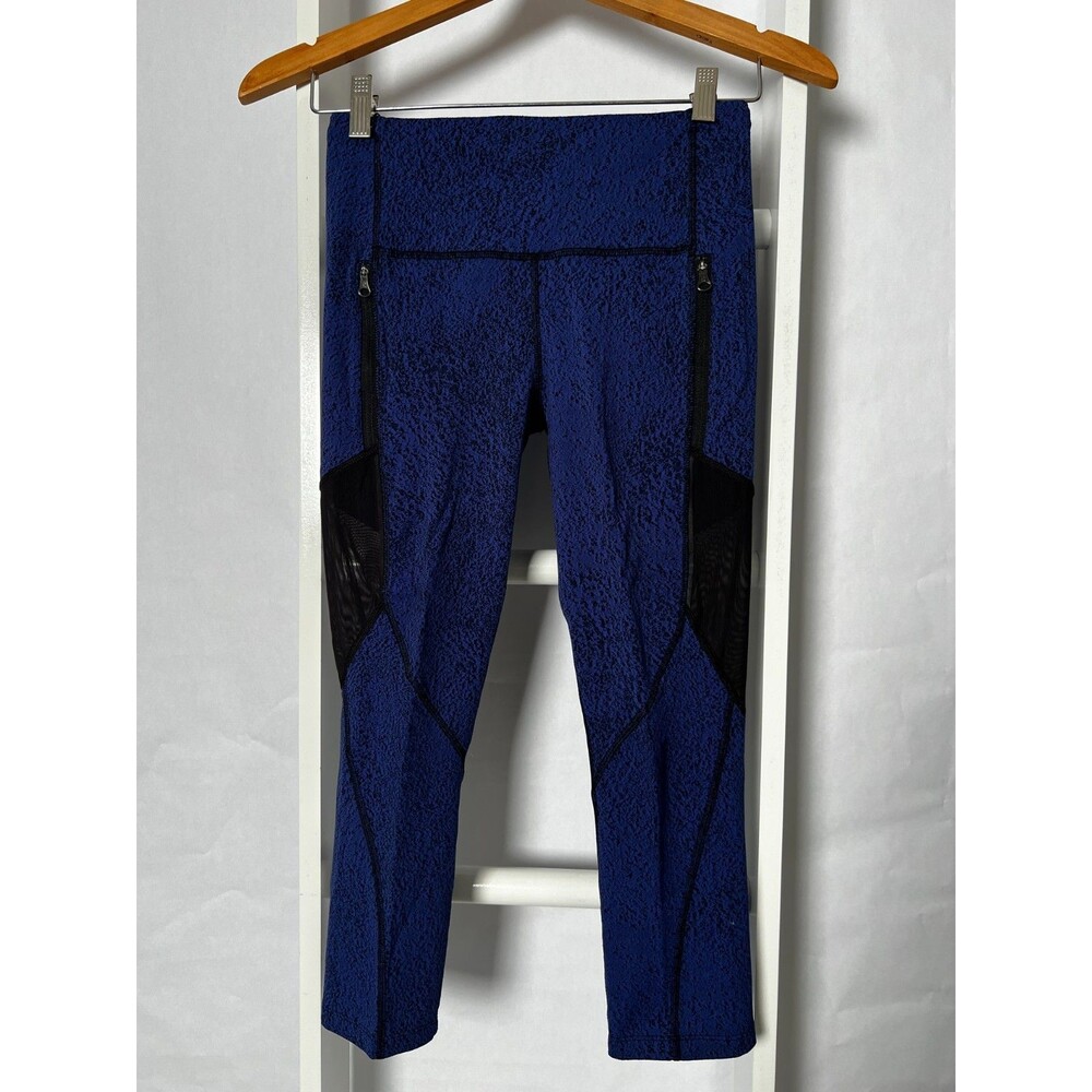 Lululemon Cropped Legging Womens Womens 6 Blue Purple Print Activewear Pant 22"